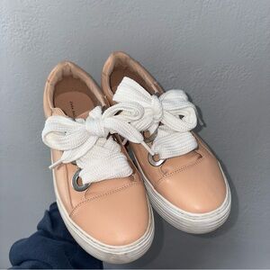 Zara light pink chunky Sneakers with big bow White Laces sz 39